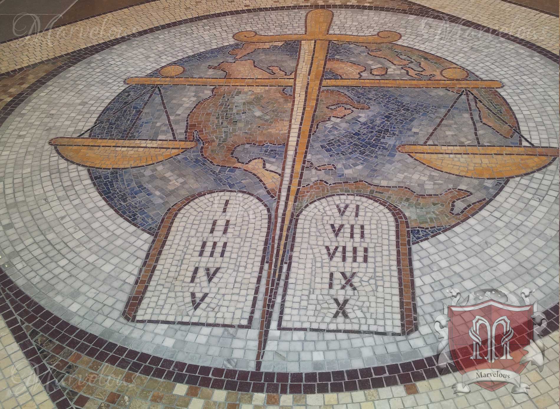 Marble Religious Mosaic: Gemma Nel Deserto