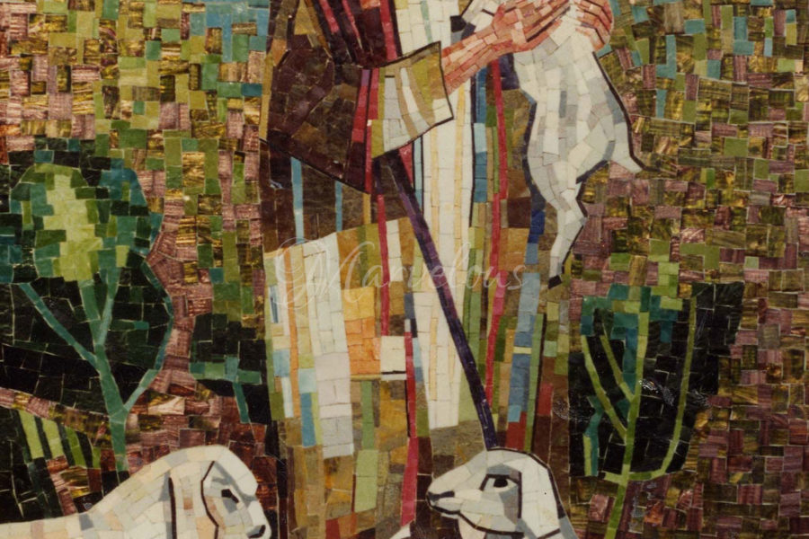Marble Religious Mosaic: Il Pastore