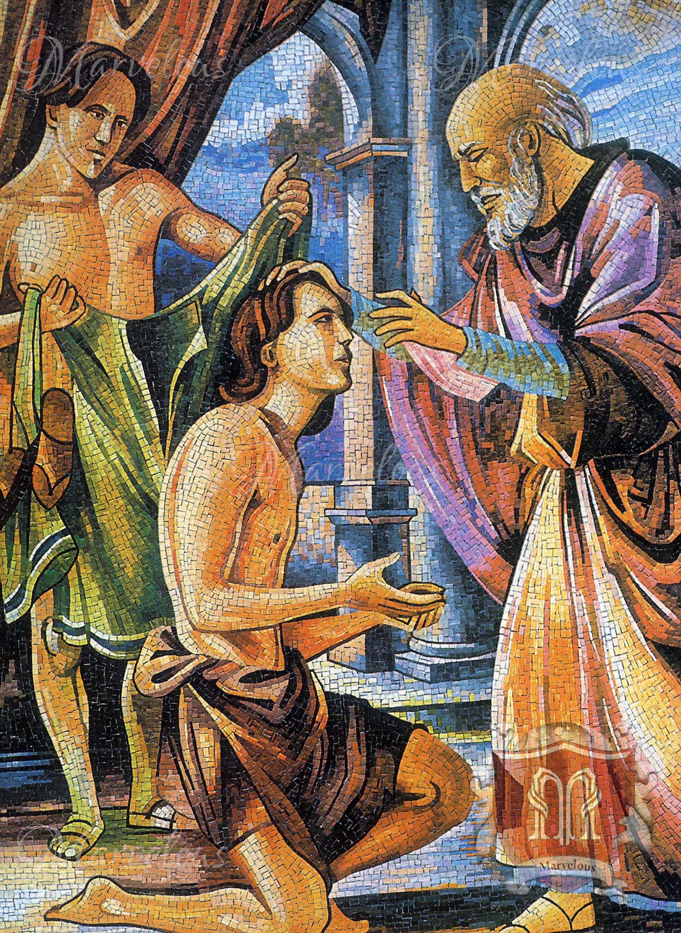 Marble Religious Mosaic: Storia Divina